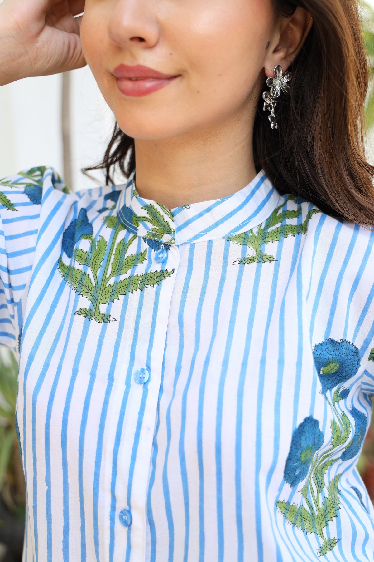 Saanjh Blue Botanical Shirt Kurta