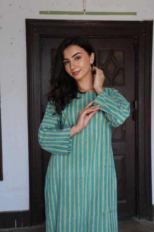 Saanjh Jade Stripe Kurta Set