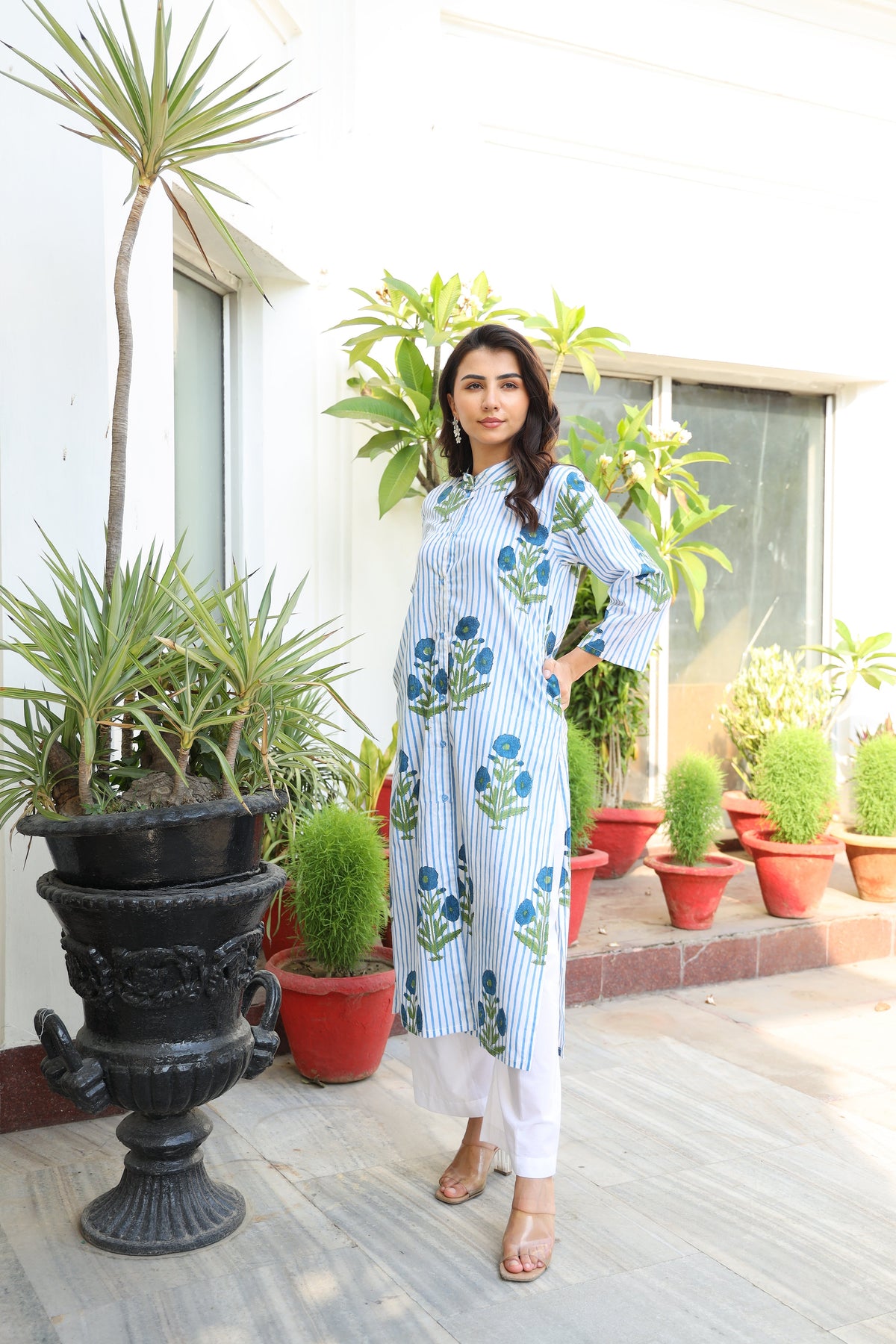 Saanjh Blue Botanical Shirt Kurta