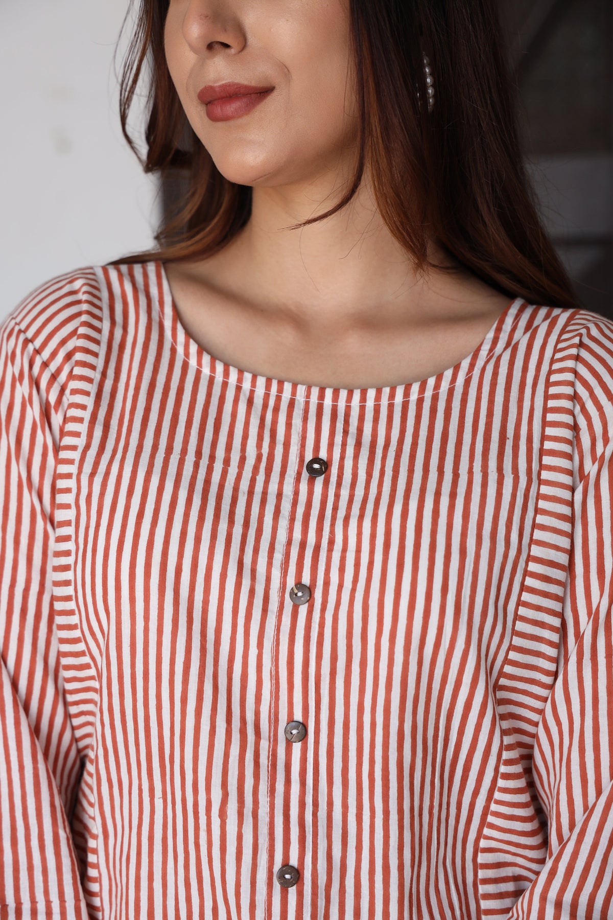Saanjh Cinnamon Stripe Kurta Set