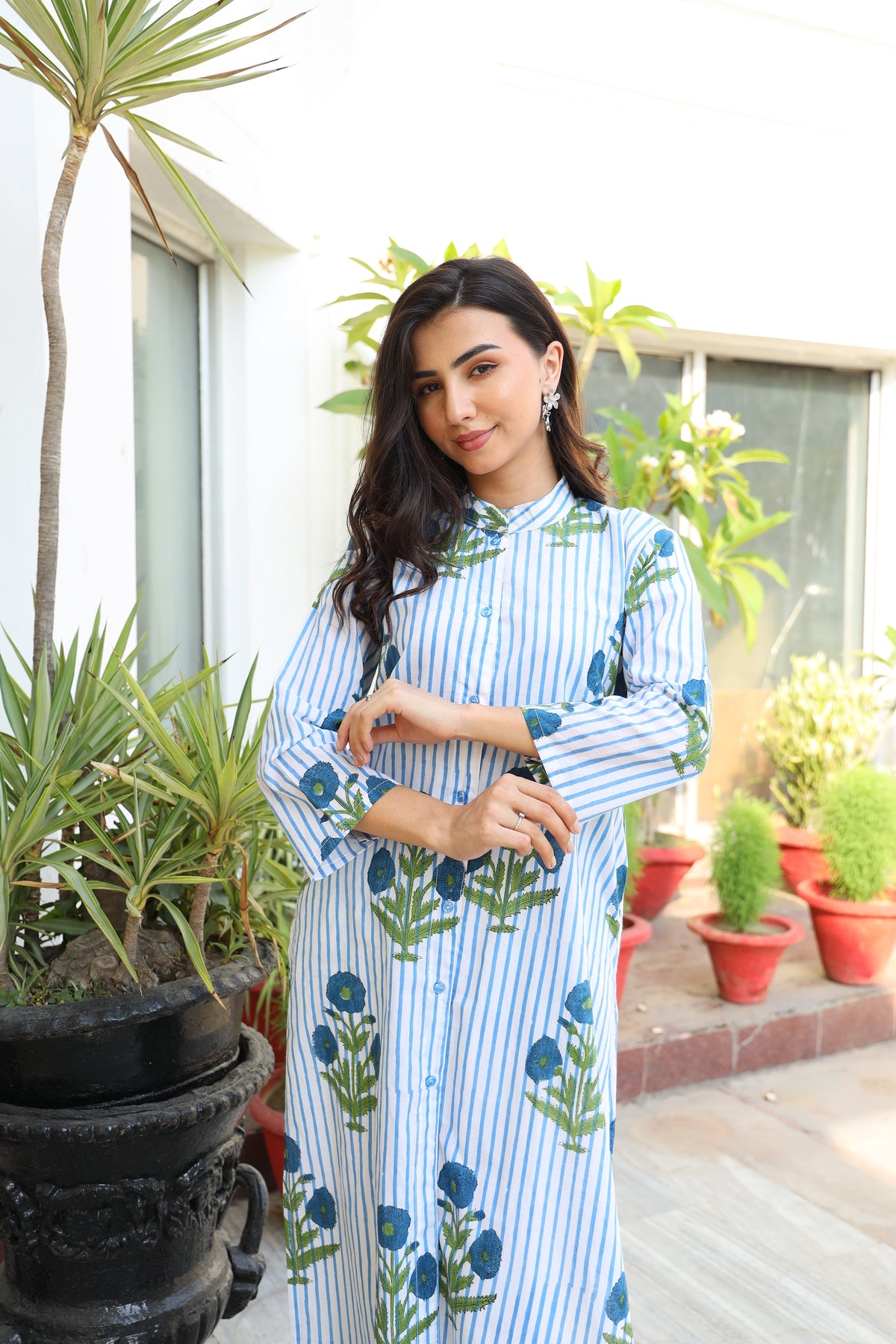 Saanjh Blue Botanical Shirt Kurta