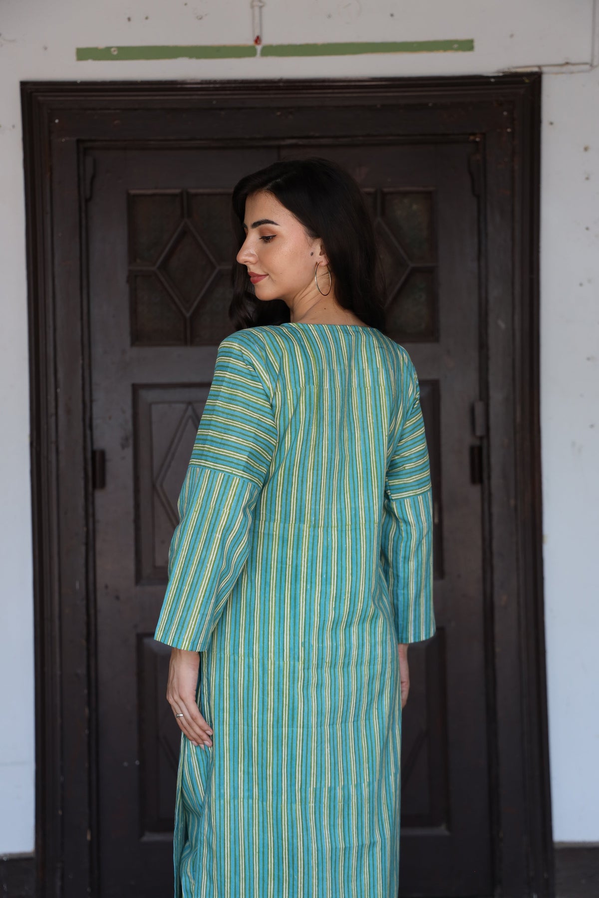 Saanjh Jade Stripe Kurta Set