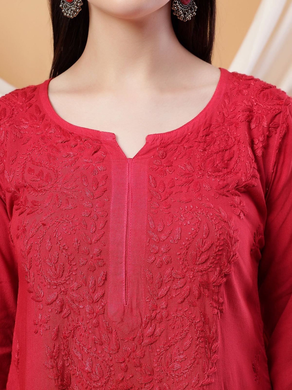 Meher Chikankari Ombre Rayon Co-ord Set (Maroon)