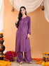 Maryam Chikankari Rayon Co-ord Set (Mauve)