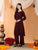 Maryam Chikankari Rayon Co-ord Set (Brown)