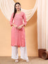 Alina Chikankari Modal Straight Kurta (Peach Pink)