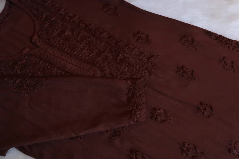 Aayat Chocolate Brown Rayon Kurta Pant set