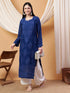 Dua Premium Viscose 3D Chikankari Straight Kurta (Navy)