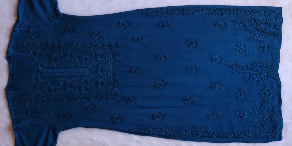 Aayat Royal Blue Rayon Kurta Pant set
