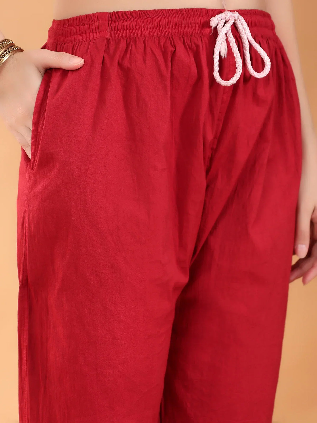 Ananya Chikankari Kurta Pant Cotton Co-ord Set (Maroon)