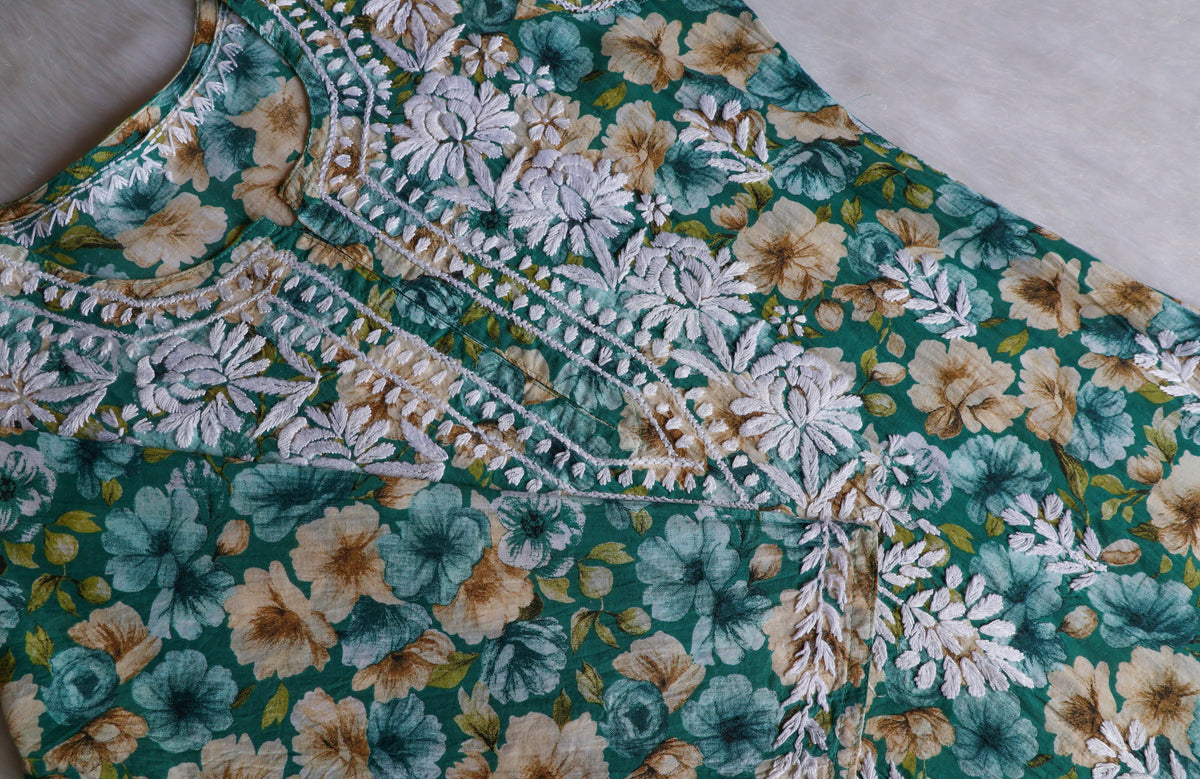Aleha Turquoise Blue Pure Mulmul set