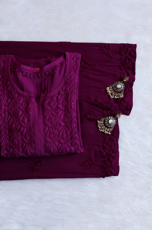 Duaa Deep Plum Modal Ombre Kurta Pant set