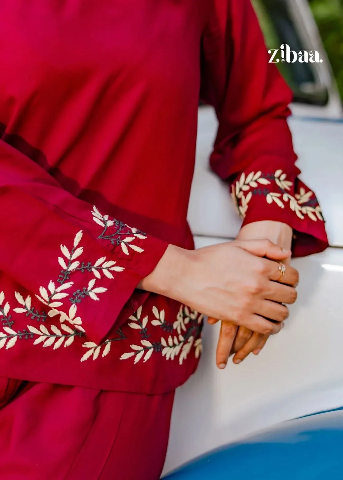 Husn Deep Burgundy Luxury Rayon Chikankari Coord Set