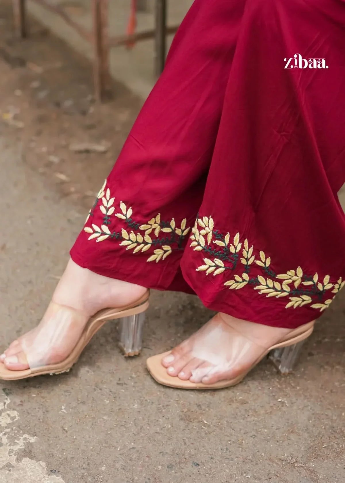 Husn Deep Burgundy Luxury Rayon Chikankari Coord Set