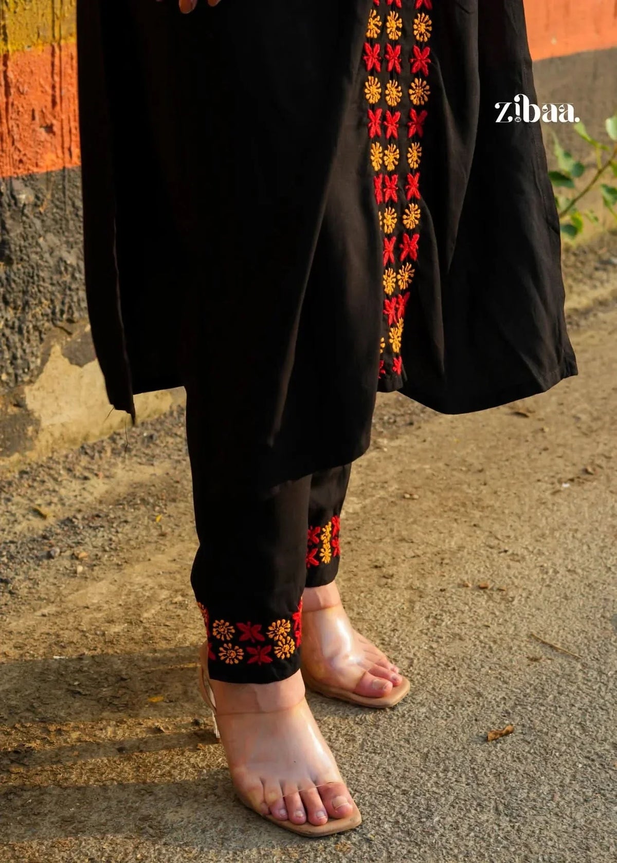 Husn Luxury Rayon Black Chikankari Kurta Set