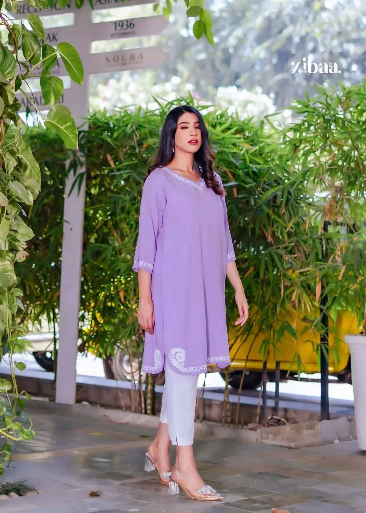 Husn Lavender Luxury Rayon Chikankari Kurta