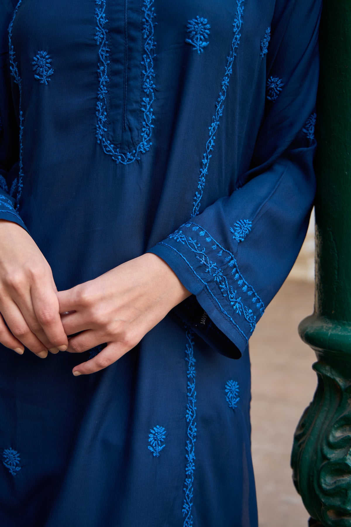 Nazm Modal Navy Blue Chikankari Kurta