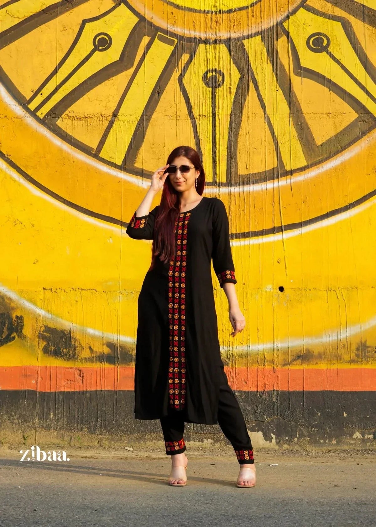 Husn Luxury Rayon Black Chikankari Kurta Set