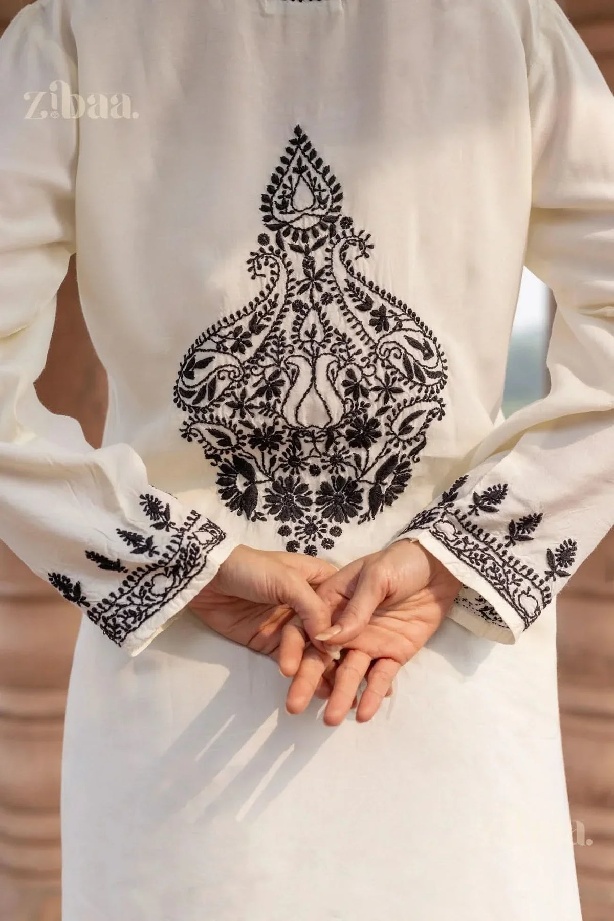 Sahar Muslin Black & White Chikankari Coord Set