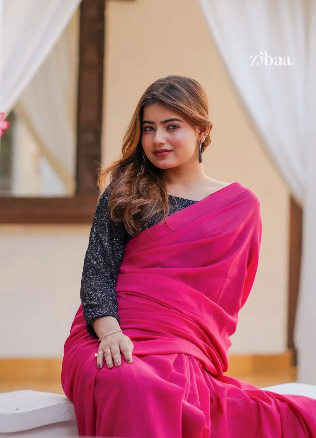 Mira Hand-Dyed Mul Cotton Pink Saree with Tassels