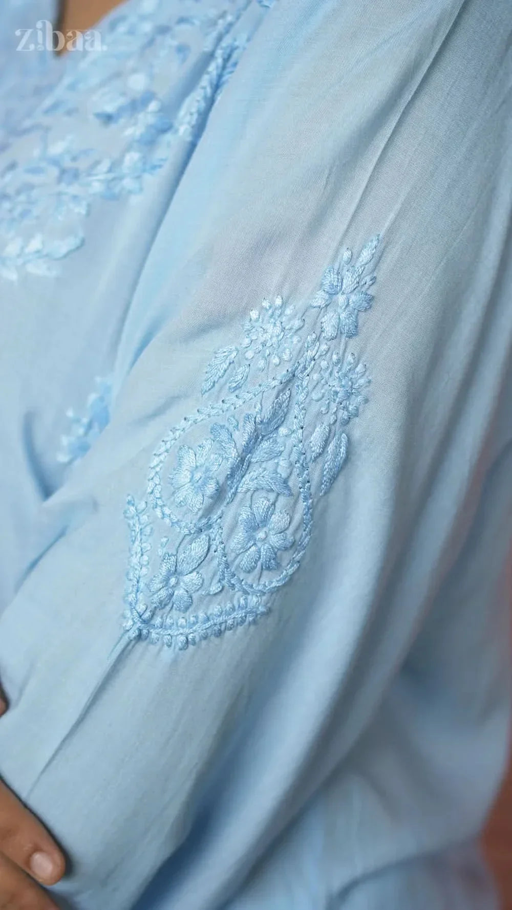 Aiyana Modal Blue Chikankari Kurti