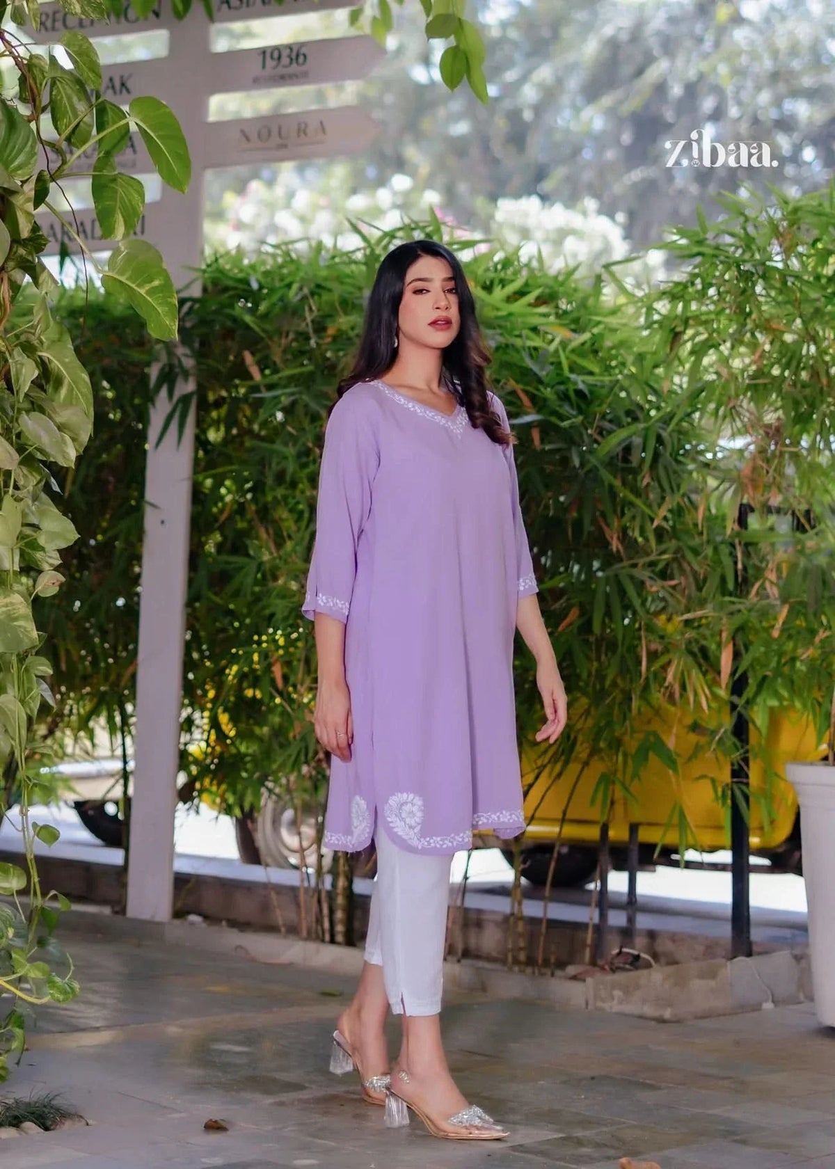 Husn Lavender Luxury Rayon Chikankari Coord Set