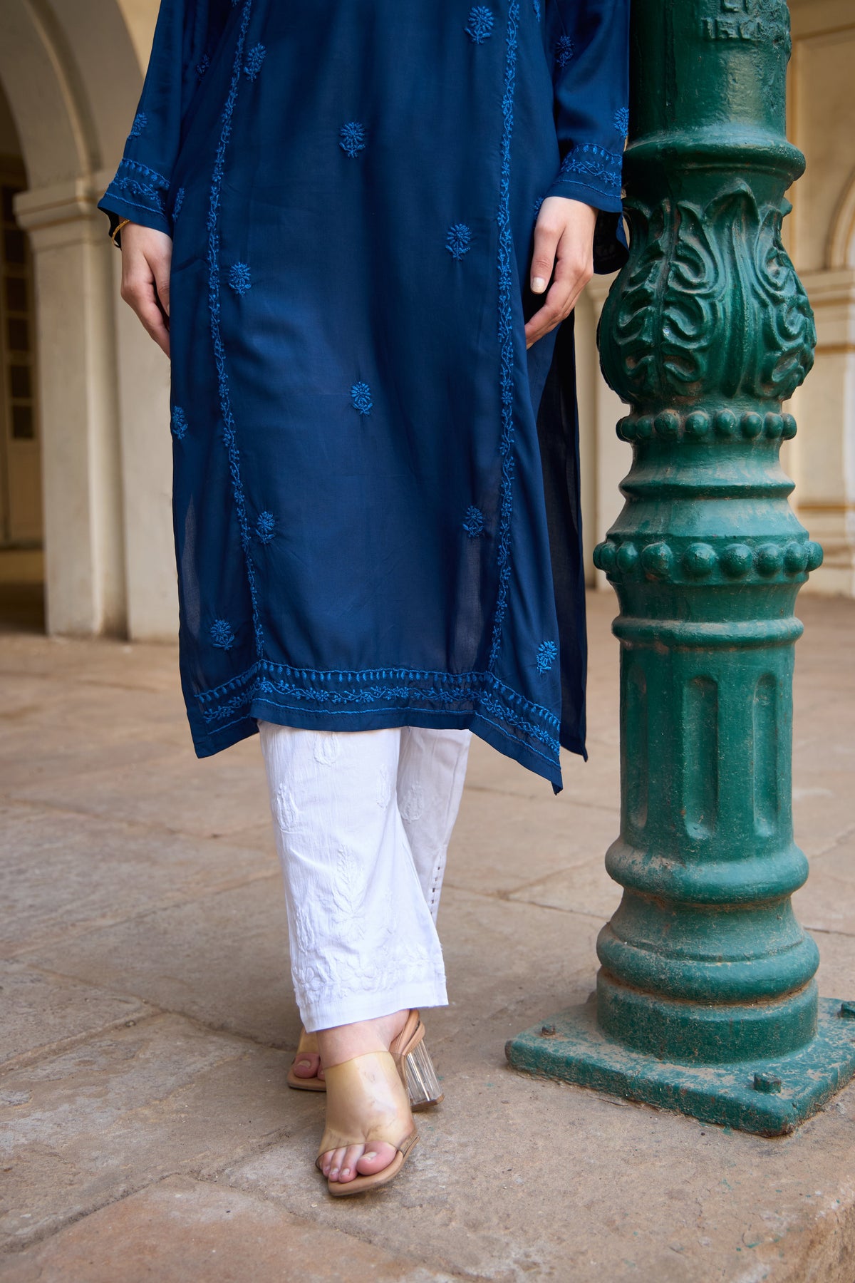 Nazm Modal Navy Blue Chikankari Kurta