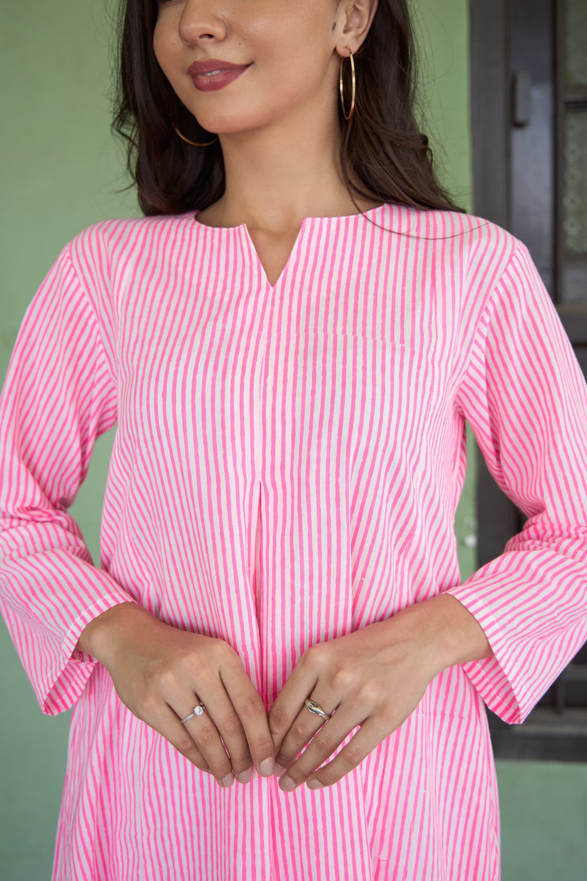 Saanjh Candy Stripe A-Line Kurta Set