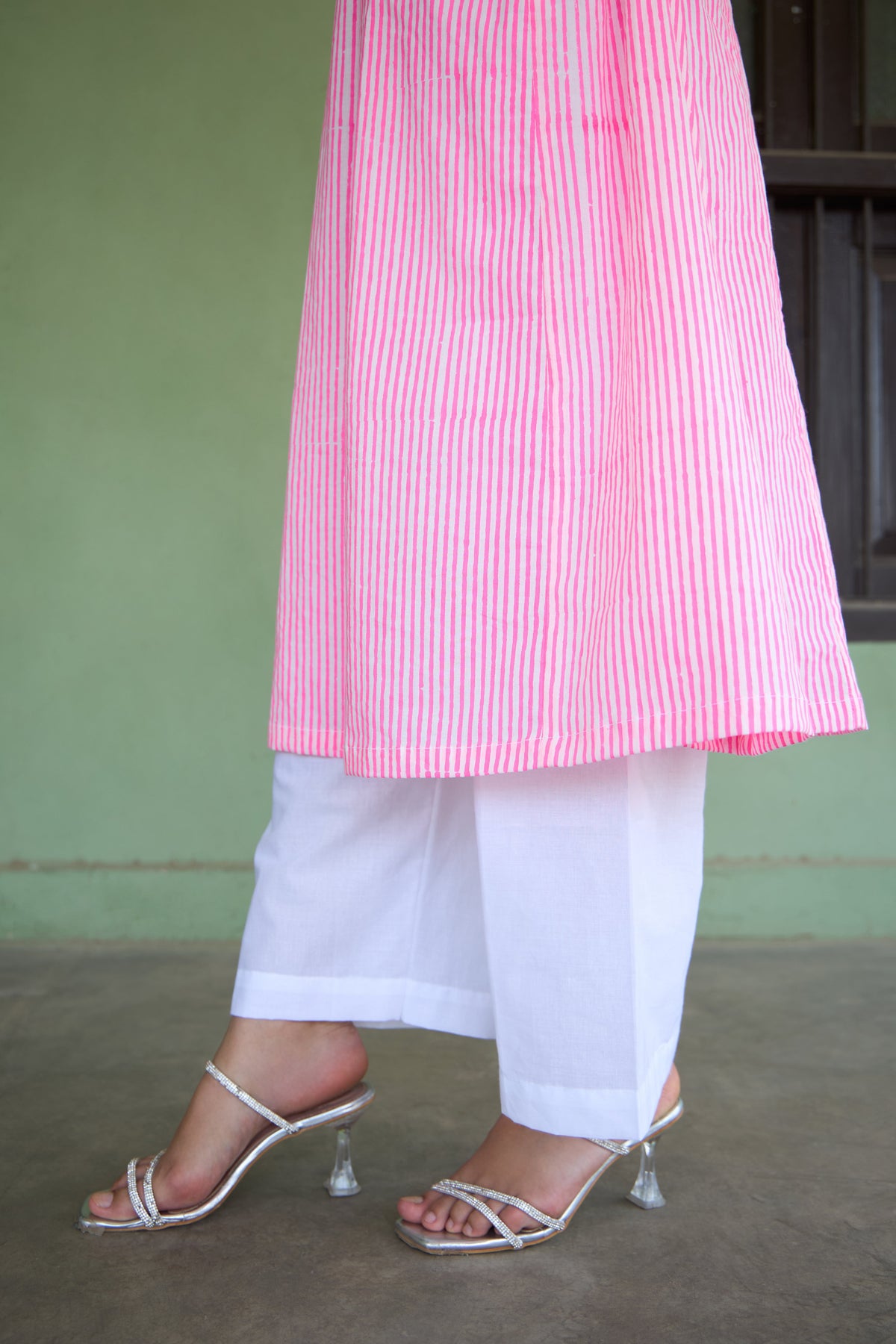 Saanjh Candy Stripe A-Line Kurta Set