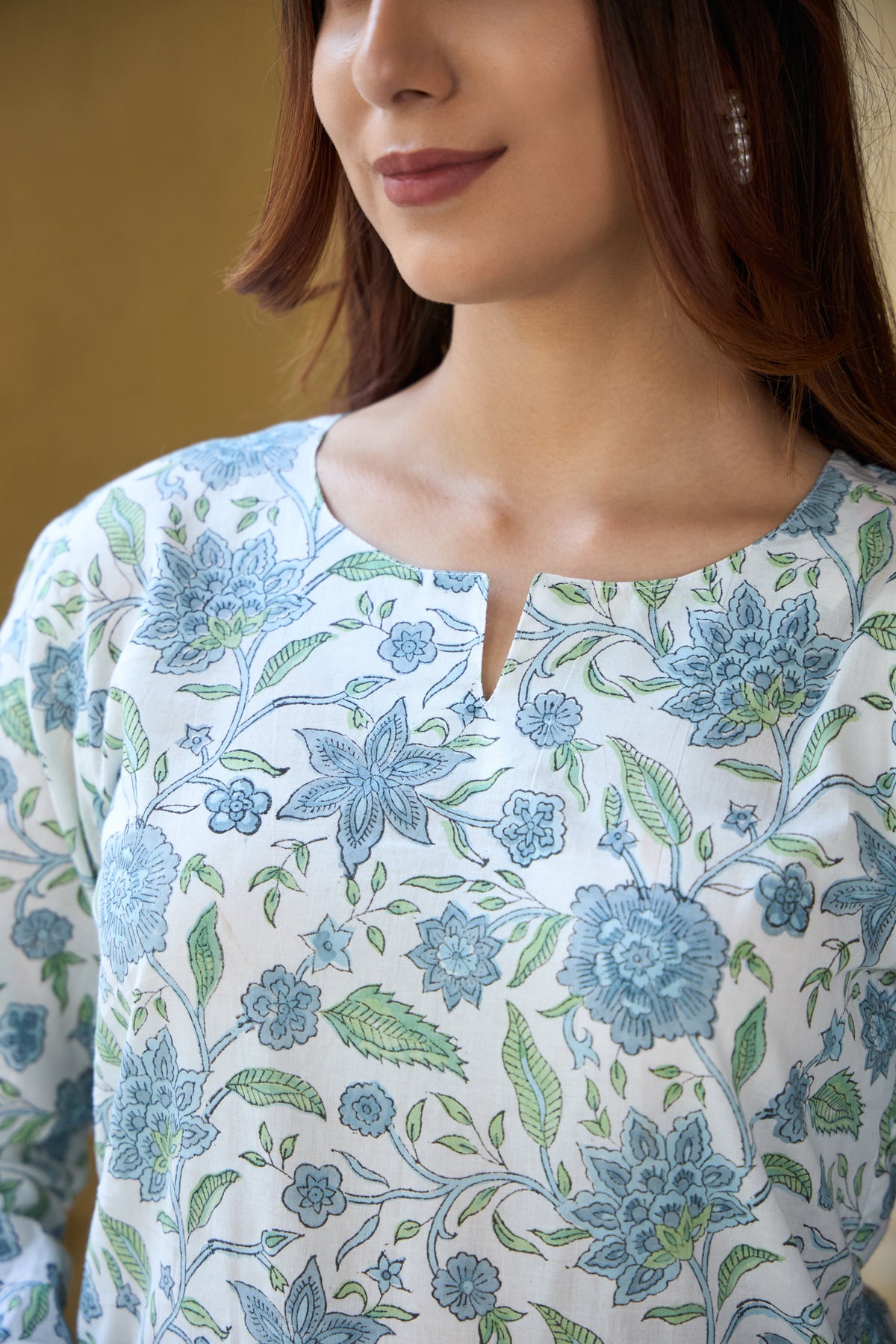 Saanjh Dusty Blue Floral Kurta