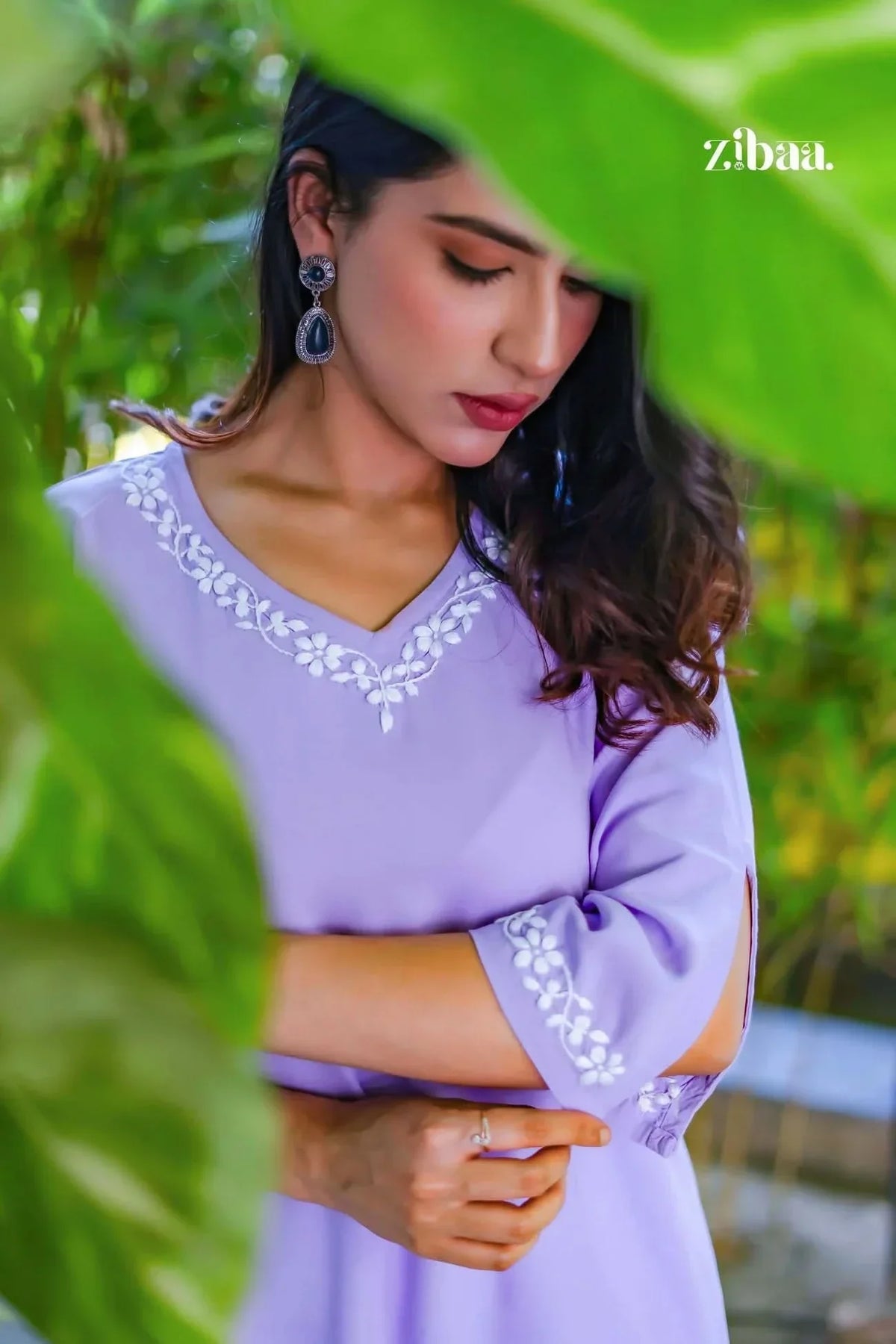 Husn Lavender Luxury Rayon Chikankari Kurta