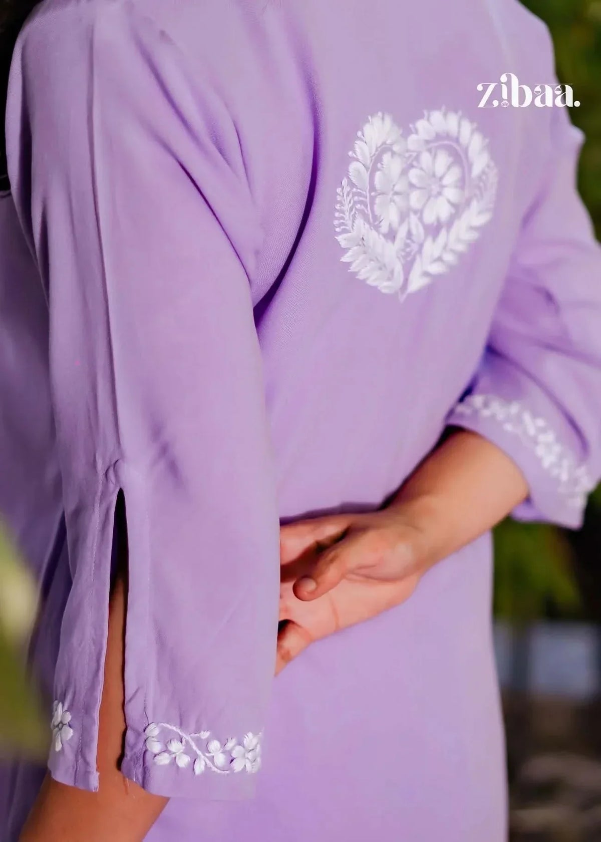 Husn Lavender Luxury Rayon Chikankari Kurta