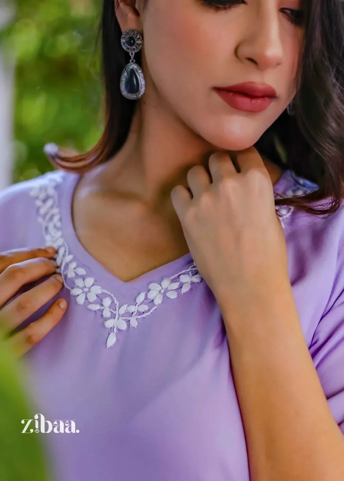Husn Lavender Luxury Rayon Chikankari Kurta