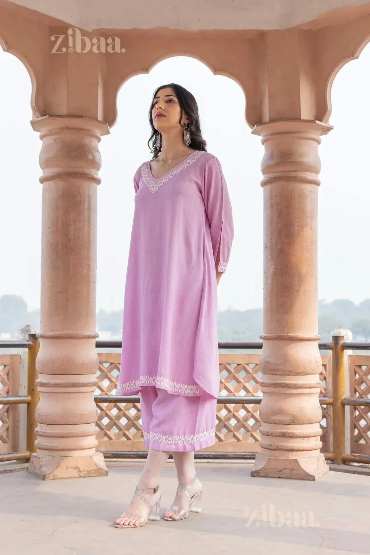 Sahar Lilac Rayon Chikankari Coord Set