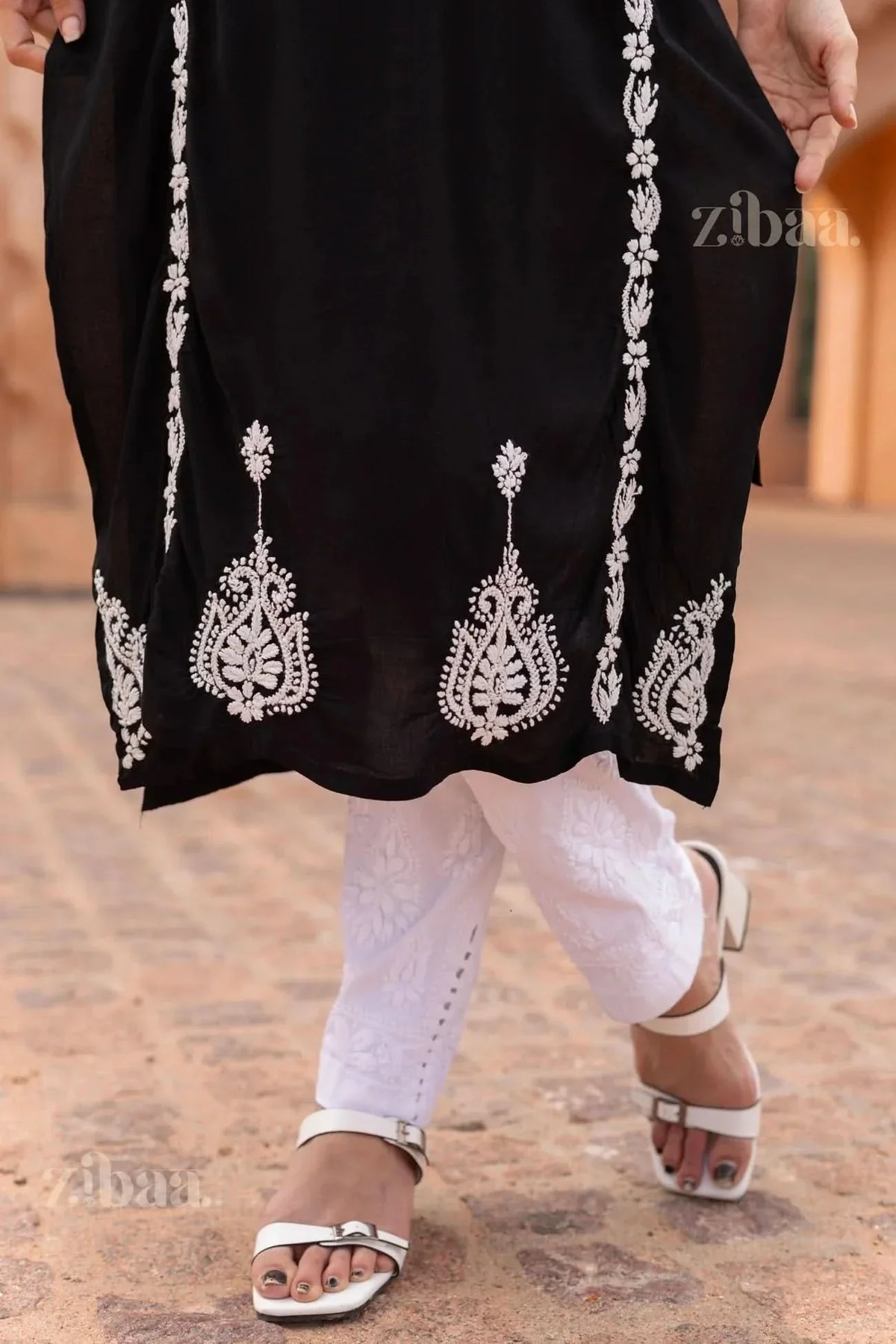 Maaya Modal Black Chikankari Kurti