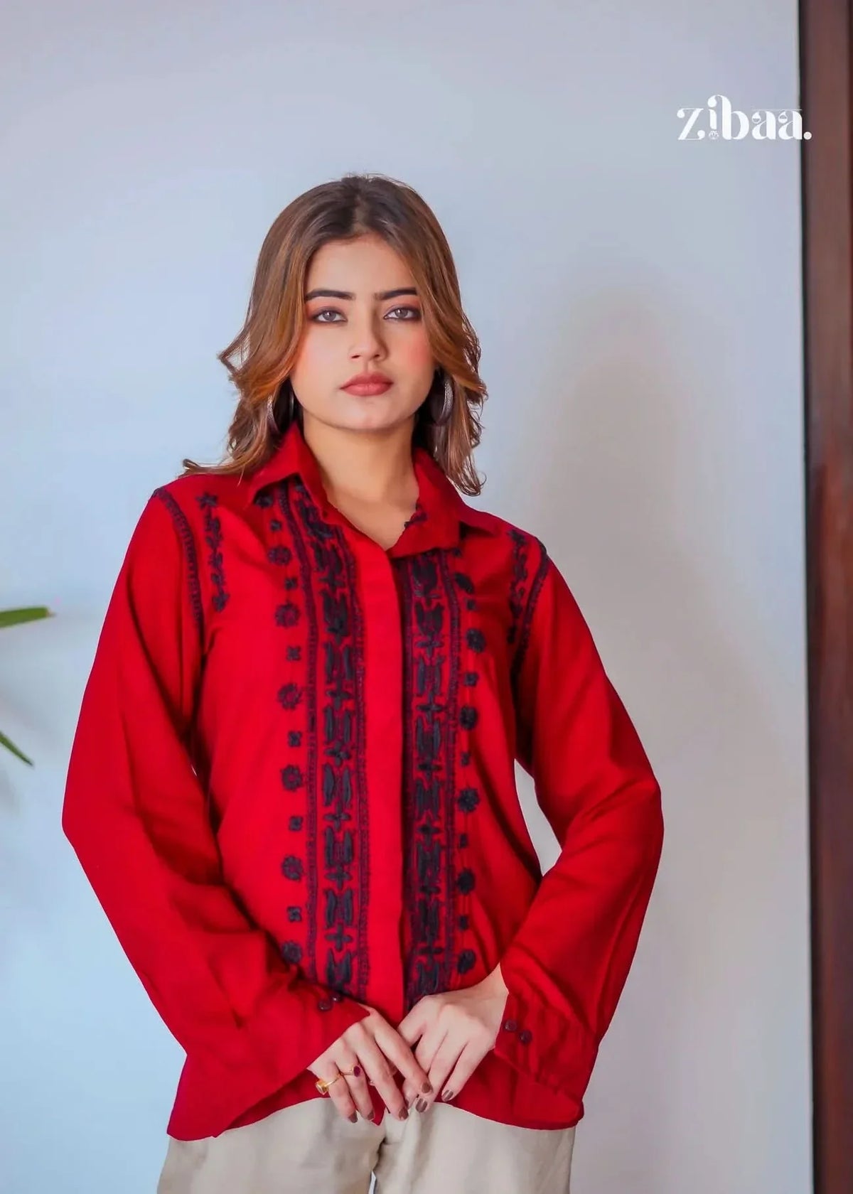 Husn Ruby Luxury Rayon Chikankari Shirt