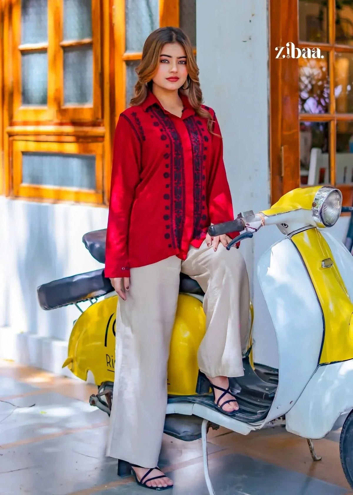 Husn Ruby Luxury Rayon Chikankari Shirt