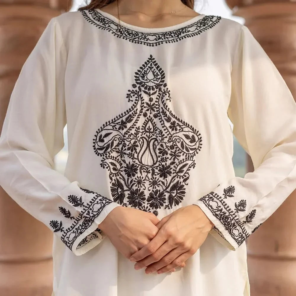 Sahar Muslin Black & White Chikankari Coord Set