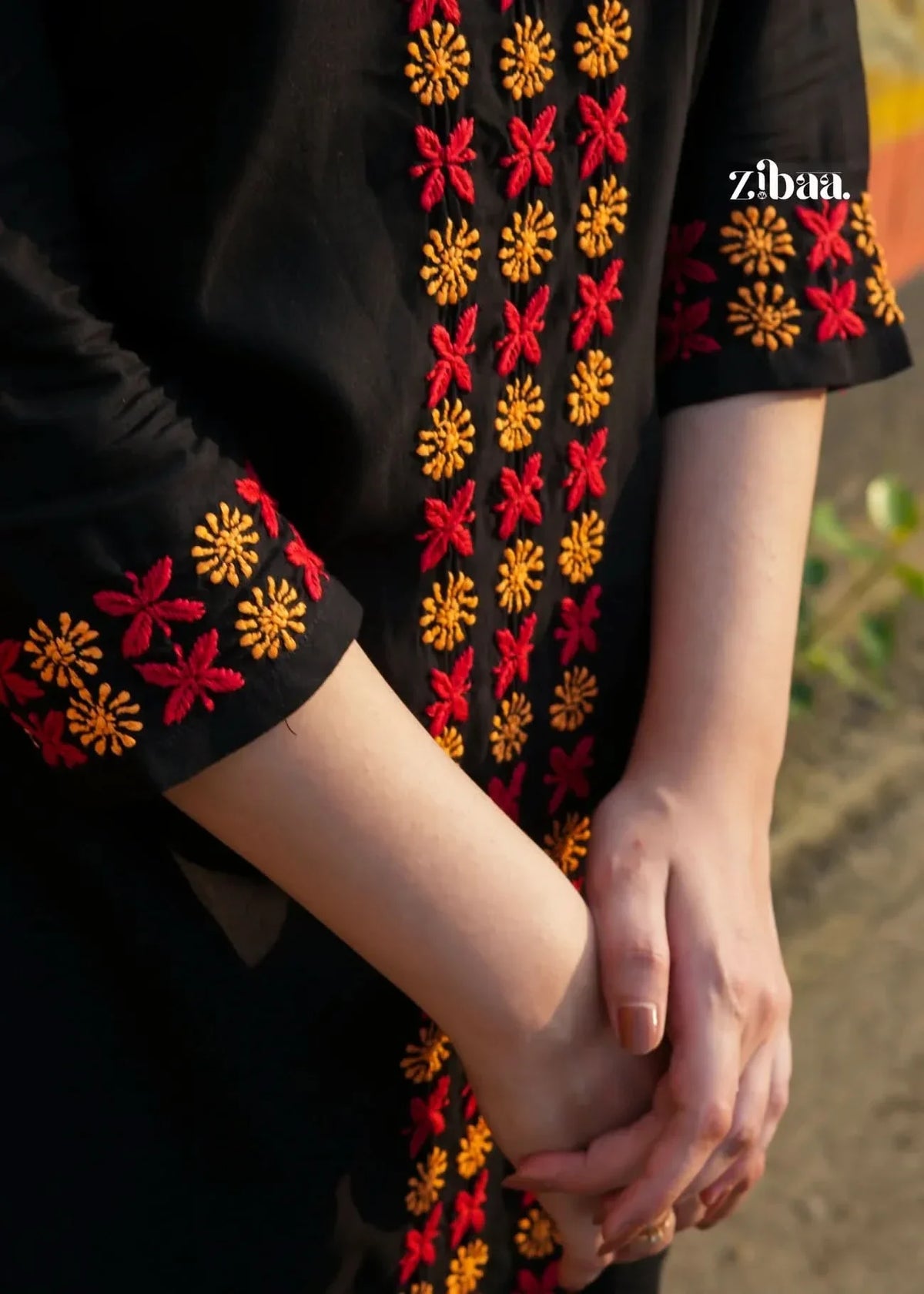 Husn Luxury Rayon Black Chikankari Kurta Set