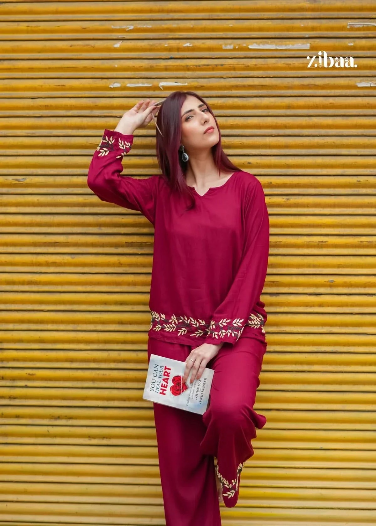 Husn Deep Burgundy Luxury Rayon Chikankari Coord Set