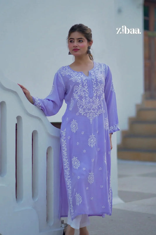 Aiyana Modal Lavender Chikankari Kurta
