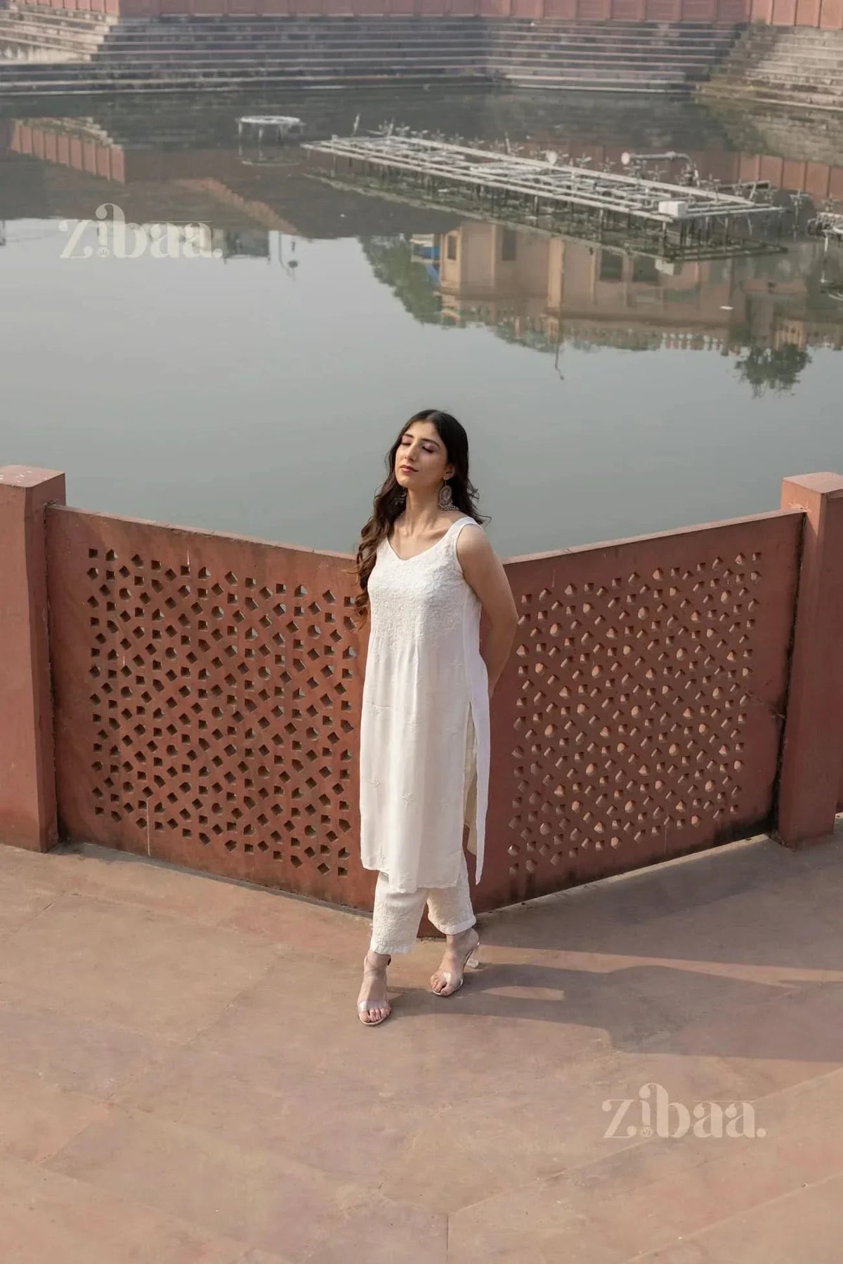Sahar Ivory Muslin Chikankari Co-ord Set